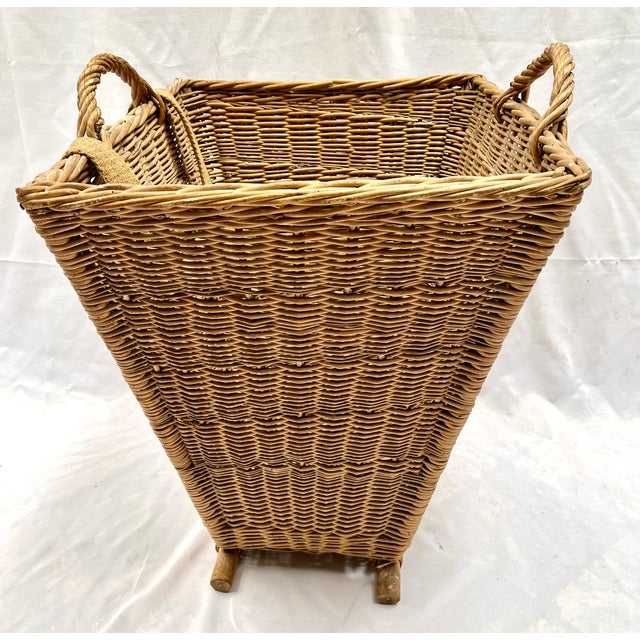 Early 1900s German Woven Wicker Harvesting Hod Basket Chairish