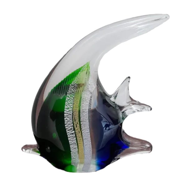 Hand Blown Large Heavy Murano Style Glass Fish figurine sculpture in mint condition. Measures about 7.5" Tall by 8.5" Long...