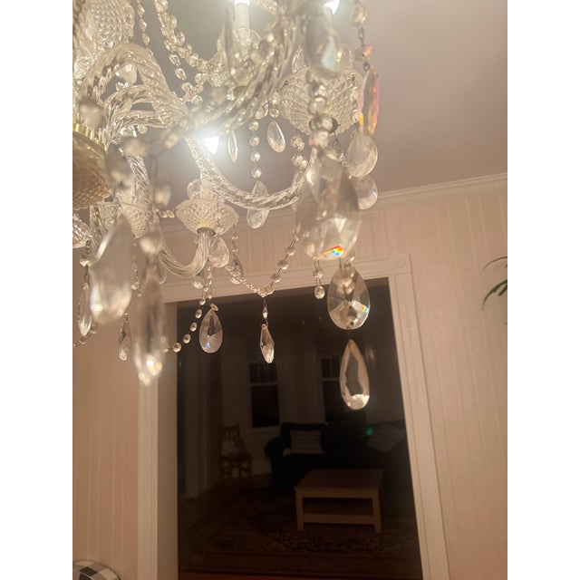 Vintage French Empire Style Crystal Chandelier With Glass Arms For Sale - Image 4 of 4
