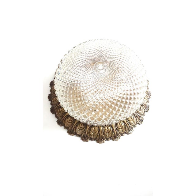 Brass and Crystal Glass Ceiling Lamp from Unbekannt, 1970s For Sale - Image 4 of 7