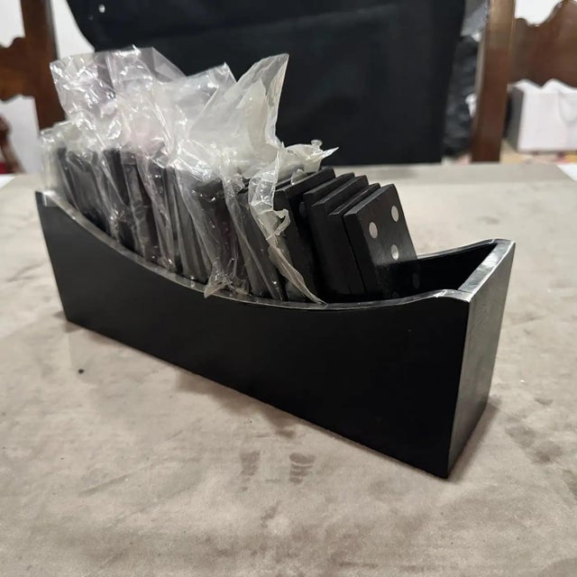 1990s Modern Luxury Wood and Silver Plated Italian Domino Table Game For Sale - Image 12 of 13