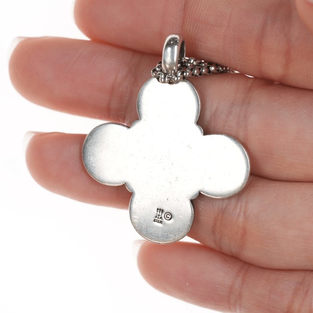 Retired James Avery Beaded cross pendant with necklace in sterling For Sale - Image 4 of 9