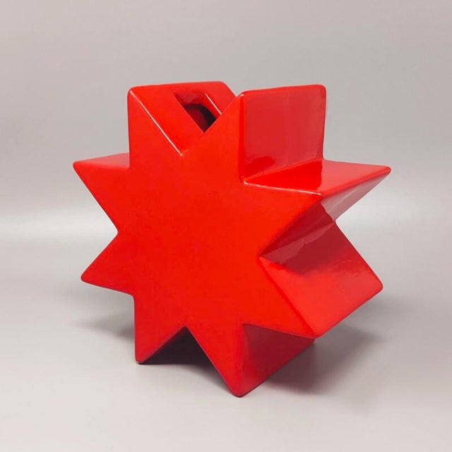 Mid-Century Modern Red Hsing Vase from Ettore Sottsass, Italy, 1980s For Sale - Image 3 of 11