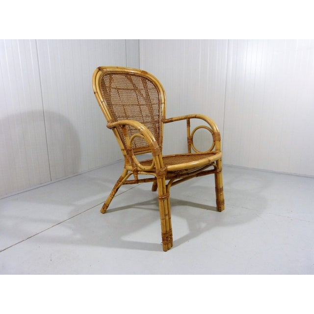 Italian Rattan Easy Armchair, Italy, 1970s For Sale - Image 14 of 14