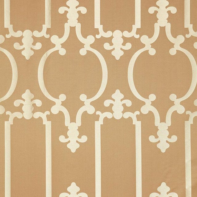Sample - Schumacher Ornamental Silk Fabric in Taupe For Sale