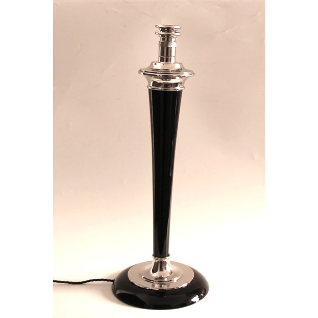 French Art Deco Table Lamp in Black Wood and Silver Metal from Mazda, 1920s For Sale - Image 13 of 16