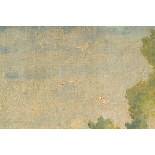 Jules Gaillepand, Lakeside Scene with Nude Figure Swans and Sailboat, 1920s, Oil on Canvas For Sale - Image 4 of 16