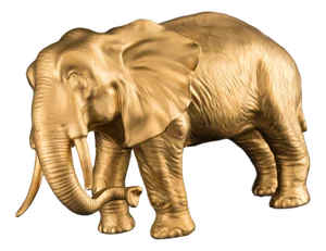 Italian African Ceramic Father Elephant Opaque Gold Sculpture by VG Design and Laboratory Department