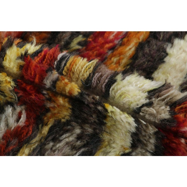Textile Vintage Swedish Rya Runner With Red-Orange Vertical Stripes - Rug & Kilim For Sale - Image 7 of 8