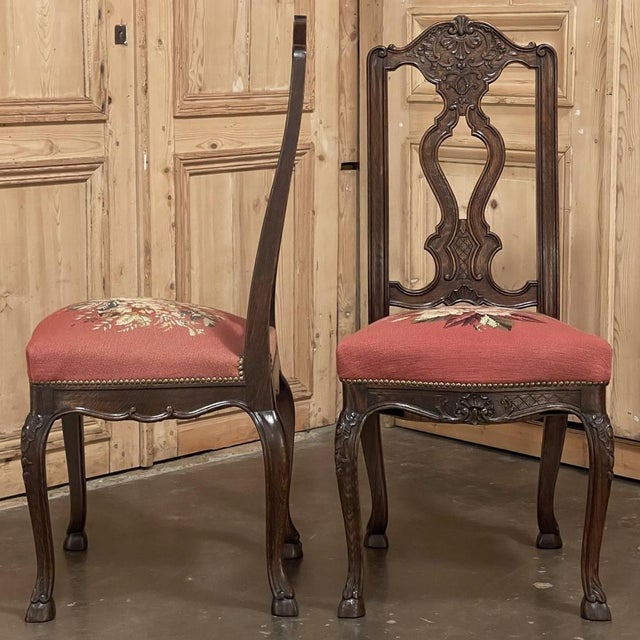 Set of 6 Antique Liegeoise Needlepoint Dining Chairs Includes 1 Armchair For Sale - Image 9 of 18
