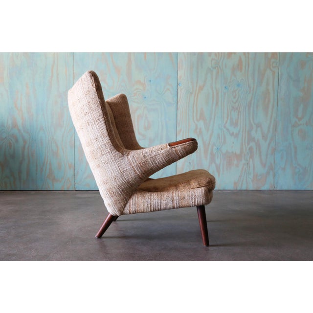 1950s Hans J. Wegner Papa Bear Ap19 Chair and Ottoman Teak and Boucle For Sale - Image 6 of 15