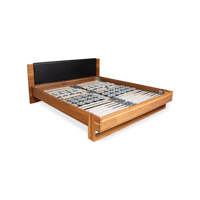 Modern Wood Leather Bed Frame in Brown Black with Manual Function by Hülsta For Sale - Image 3 of 18