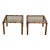 Vintage Faux Bamboo Square Side End Tables With Smoked Glass Tops - A Pair For Sale