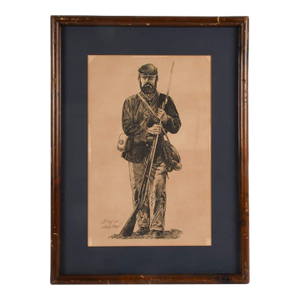 Framed Mixed Media Artwork of a Soldier by Marty Brazil