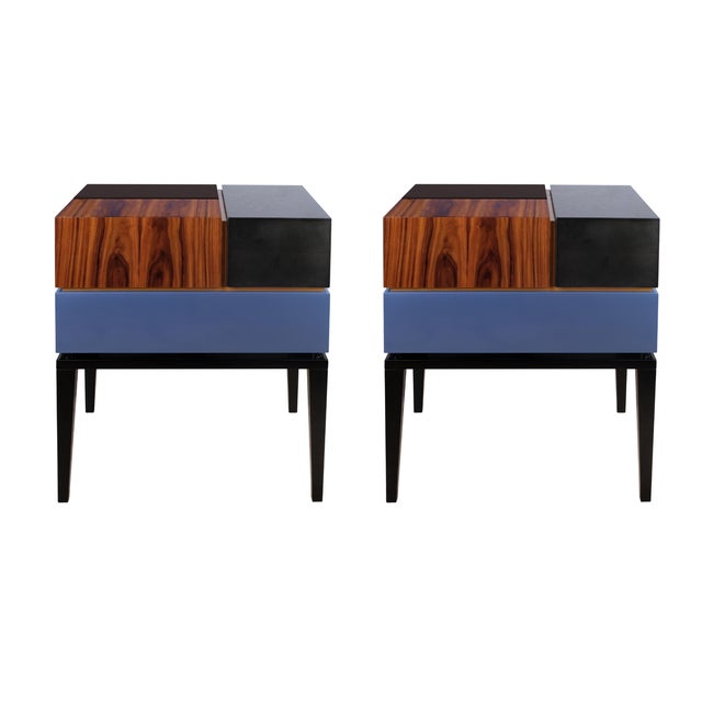 Blue Proportion II Bedside Tables by Malabar, Set of 2 For Sale - Image 8 of 8