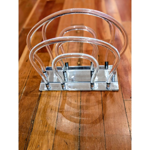 1970s Lucite & Chrome Magazine Rack / Record Organizer, Circa 1970s For Sale - Image 5 of 7