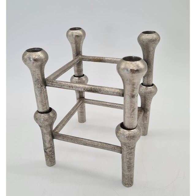 Scandinavian Modular Cast Aluminum Candleholders, Germany, 1970s, Set of 2 For Sale - Image 6 of 11