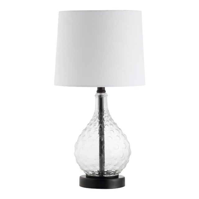 Contemporary Glass Base Table Lamp - Black & Clear For Sale