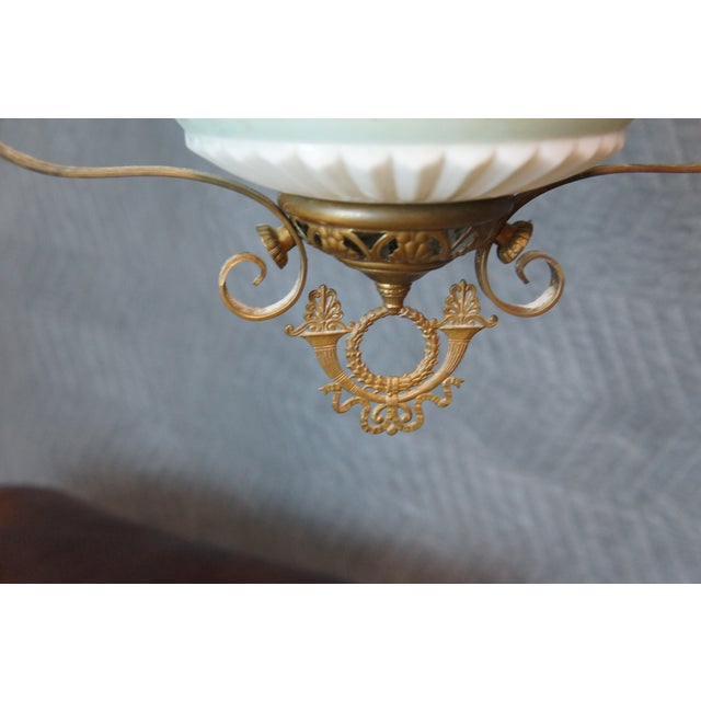 Antique Victorian Converted Hurricane Parlor Oil Lamp Pendant Light Chandelier For Sale - Image 4 of 18