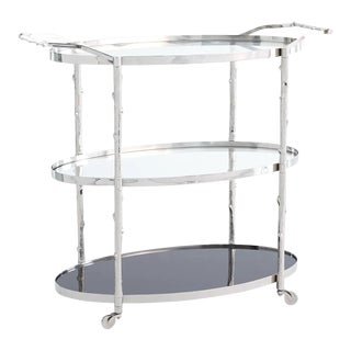 Global Views Arbor Bar Nickel Cart For Sale