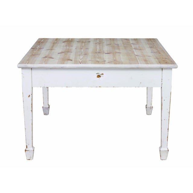 Ivory Large Swedish Painted Pine Kitchen Table, 19th Century For Sale - Image 8 of 10