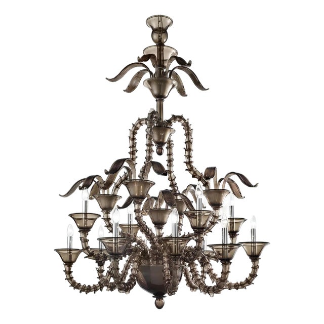 Handcrafted Modern Fumé Murano Glass Chandelier by Simoeng For Sale