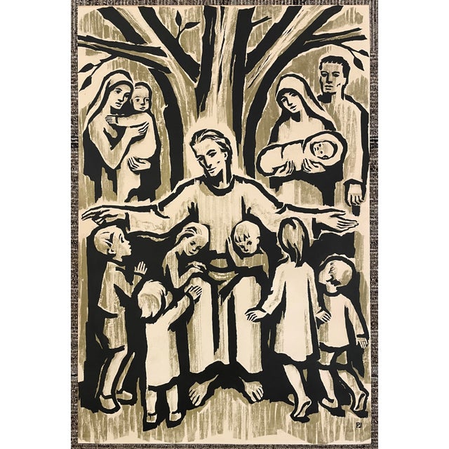 Mid-Century Modern Mid Century Modern Biblical Lithograph For Sale - Image 3 of 3