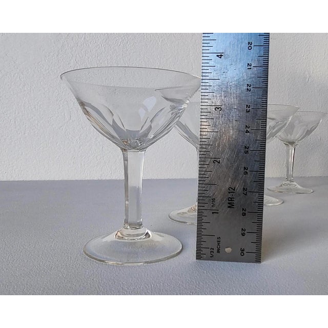 Set of 4 Faceted Gevaert Stemmed Cordial Glasses in the Style of Val St Lambert For Sale - Image 9 of 10
