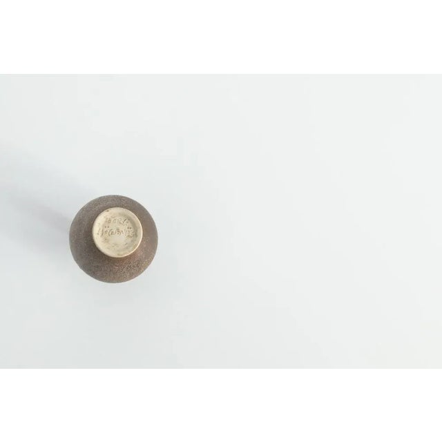 Blue Small Mid-Century Scandinavian Modern Brown Stoneware Vases by Gunnar Borg for Höganäs Ceramics, 1960s, Set of 4 For Sale - Image 8 of 12