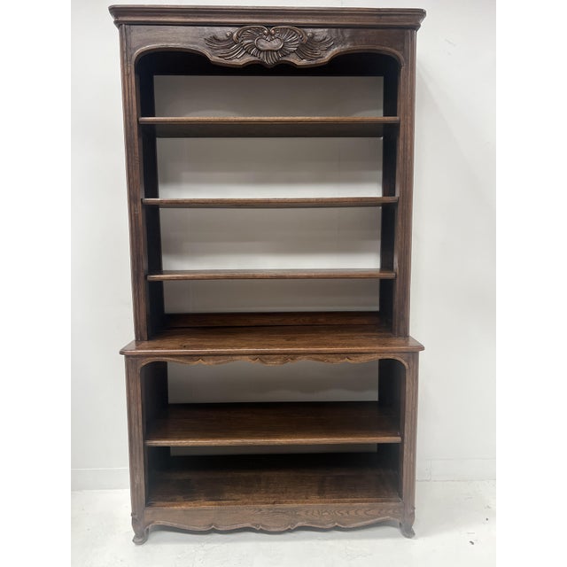 Louis xv style solid oak wall bookcase two-part open bookcase without a back made of solid oak curved front legs with a...