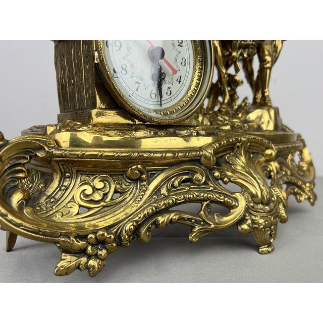 Vintage French Ornate Quartz Mantel Clock with Horse Figure For Sale - Image 11 of 16