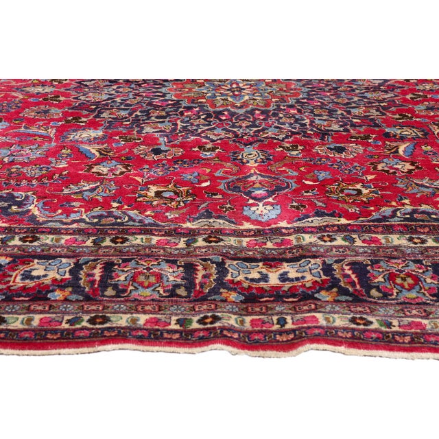 Red Antique Persian Mashhad Rug, 09'09 X 09'10 For Sale - Image 4 of 10