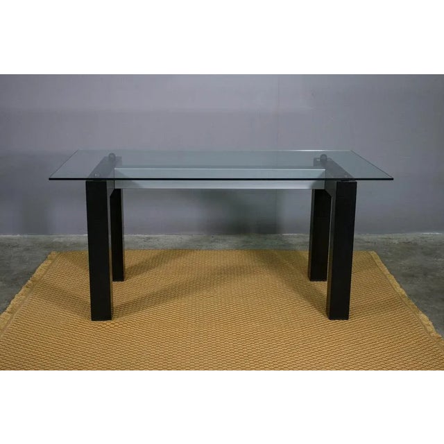 Table with Rectangular Tempered Glass Top, Italy, 1970s For Sale - Image 9 of 9