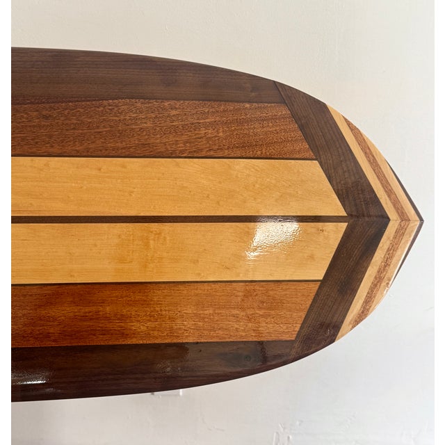 This is a one-of-a-kind, handcrafted solid wood surfboard–style sculptural object, built entirely by hand in Pasadena,...