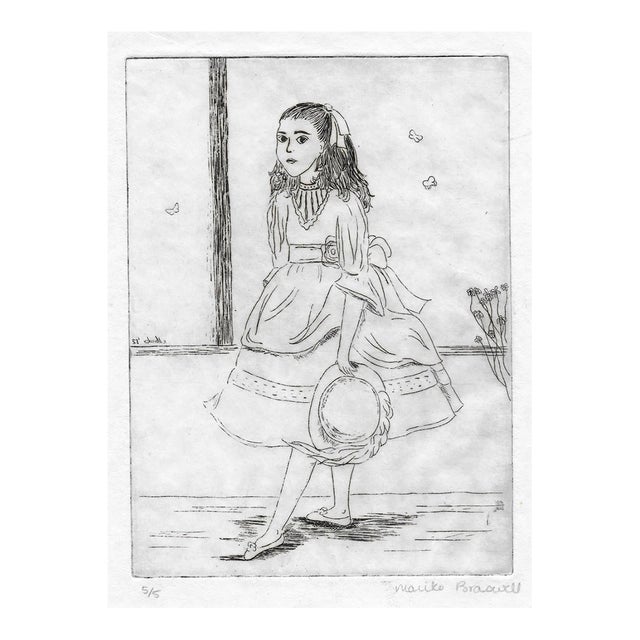 1982 Mariko Braswell Portrait of a Girl With Hat For Sale
