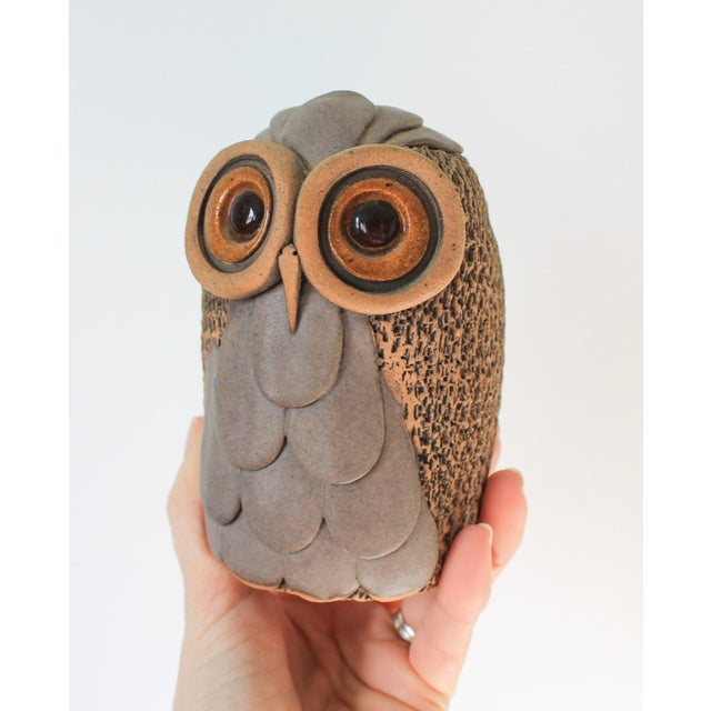 1980's Studio Art Pottery Owl Bud Vase For Sale - Image 4 of 10