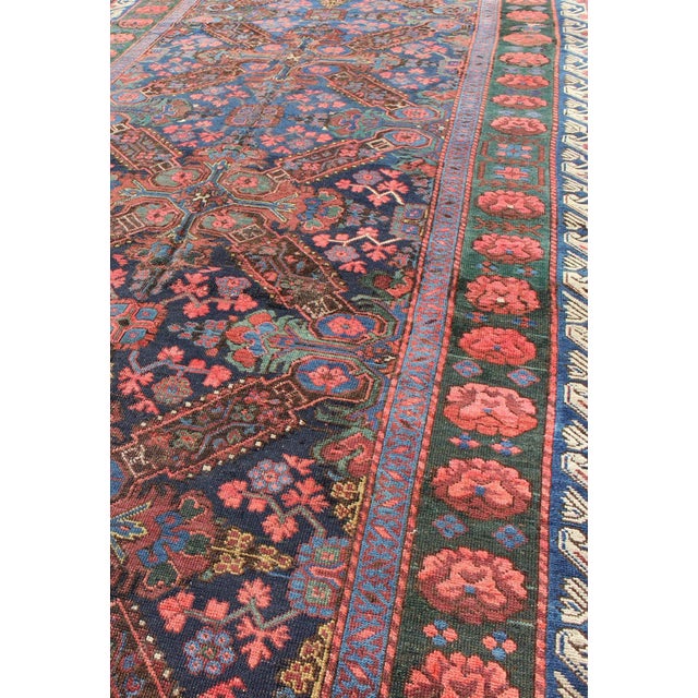 Textile Late 19th Century Antique Caucasian Seychour Rug in Blue Green Brown & Multi Colors For Sale - Image 7 of 9