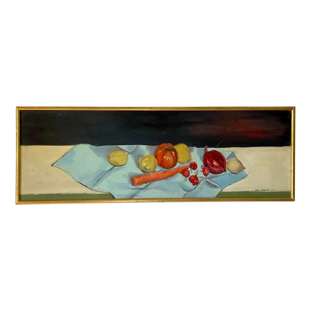 Vintage Boho Tabletop Still Life Signed Original Oil on Canvas For Sale