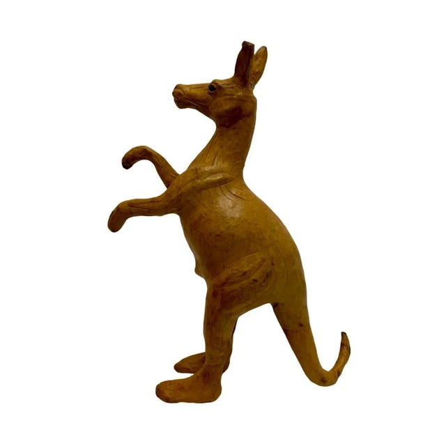 Vintage Brown Leather Wrapped Kangaroo Statue For Sale - Image 4 of 7