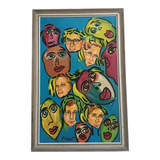 Large Abstract Peter Keil Painting, Framed For Sale
