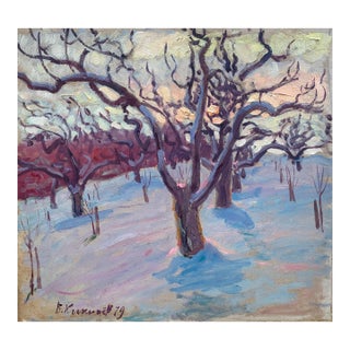 Winter Rural Landscape Painting, Impressionism Art, Ukrainian Artist (1979) 58-62 For Sale