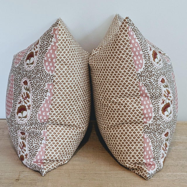 Pink Virginia Kraft Jangal Supreem Pillows With Fermoie Marden Neutral Backs For Sale - Image 8 of 8