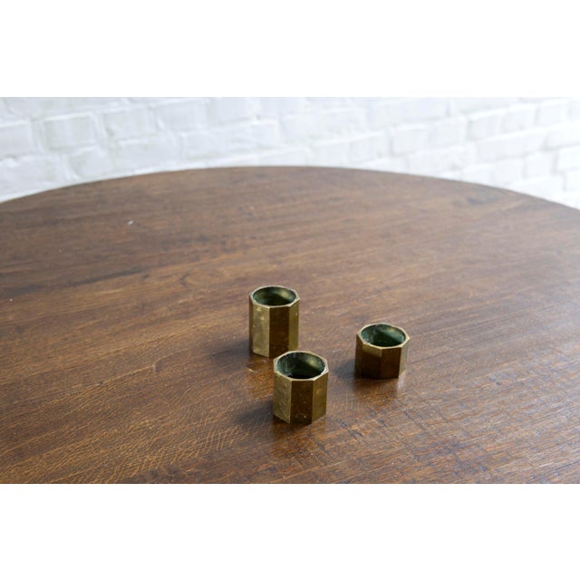 Brass Hexagon Candleholders from Gusum, Sweden, 1960s, Set of 3 For Sale - Image 13 of 16