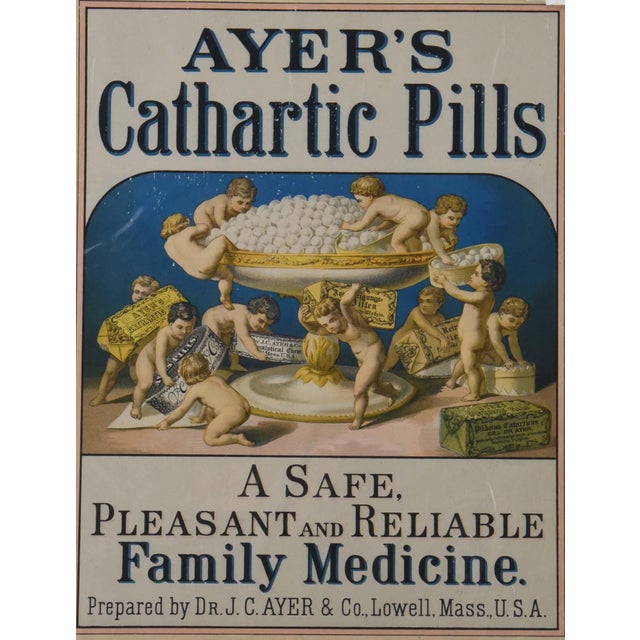 This 12" x 15" poster is a vibrant reproduction of an original late-1800s advertisement for Ayer’s Cathartic Pills....