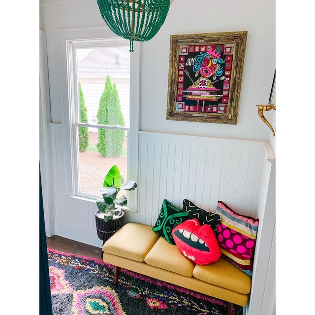 Velvet "Embrasse Moi" Lips 24" Feather Down Sculpted Pillow, Original Design Custom Made For Sale - Image 6 of 8