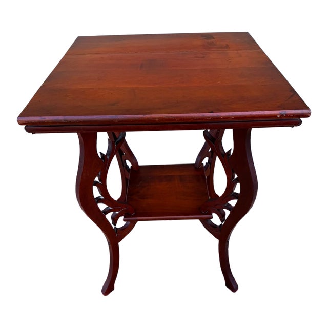 Antique Victorian Cherry Tabouret Table With Reticulated Fretwork, Circa 1890-1910 For Sale