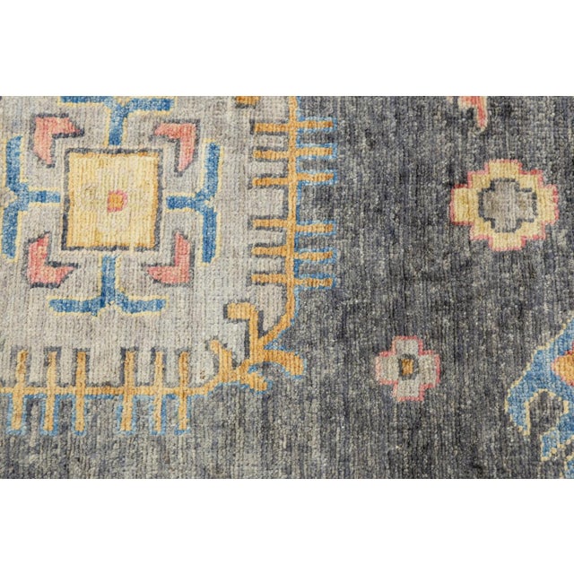 Modern Khotan Style Hand-Knotted Wool Rug Charcoal & Gold Transitional Area Rug For Sale - Image 10 of 11