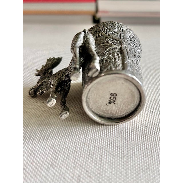 Vintage German 95% Pewter Moose Match and Toothpick Holder For Sale - Image 9 of 12