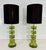 Italian Green Emerald Murano Glass Discs and Brass Lamps with Black Lampshades, 2000s, Set of 2 For Sale - Image 10 of 15