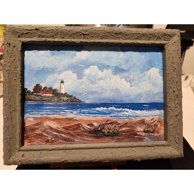 Coastal William Tyson Lighthouse Painting "A Perfect Home" - Framed Miniature For Sale - Image 3 of 9